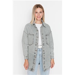 TRENDYOL MODEST Açık Mavi Çift Cepli Denim Ceket TCTAW23CK00010