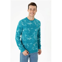 Erkek Petrol Bisiklet Yaka Sweatshirt