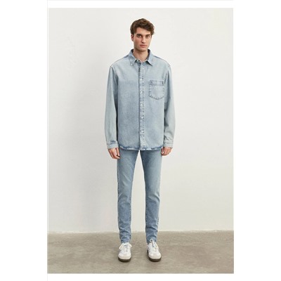Mavi Dillon 90lar Gölgeli Açık Mavi Jean Gömlek Regular Fit / Normal Kesim 0210910-86630