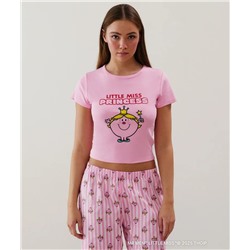 Camiseta corta de punto en rosa Little Miss Princess