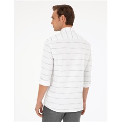 Bej Slim Fit Uzun Kollu Gömlek