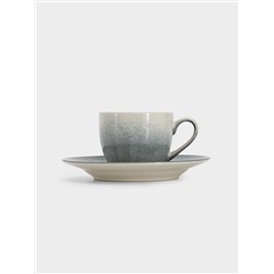 Пара кофейная, 1 перс, 2 пр, 90 мл, керамика, серо-голубая, Vulcano