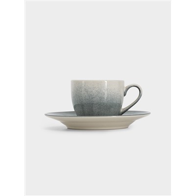 Пара кофейная, 1 перс, 2 пр, 90 мл, керамика, серо-голубая, Vulcano