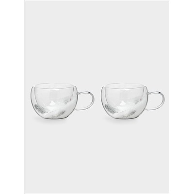 Кружка, 270 мл, 2 шт, стекло Б, с ягодами и еловыми ветками внутри, Wind-mystery