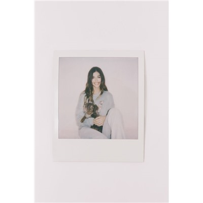 Pijama largo algodón estampado flores rosa