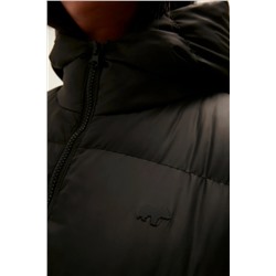 Bad Bear Wayfarer Puffer Siyah Kapüşonlu Uzun Kadın Mont