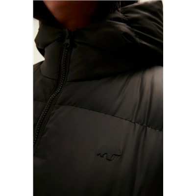 Bad Bear Wayfarer Puffer Siyah Kapüşonlu Uzun Kadın Mont