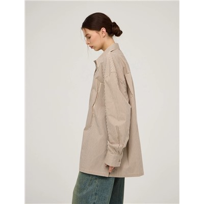 Бежевая полосатая рубашка с топом