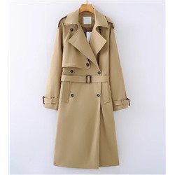 Женский двусторонний тренчкот с длинным рукавом и воротником-стойкой