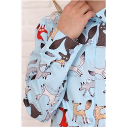 Блузка 11401 Лисы на голубом НАТАЛИ #874846