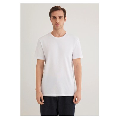 Mavi Beyaz Basic Tişört Slim Fit / Dar Kesim 065574-620