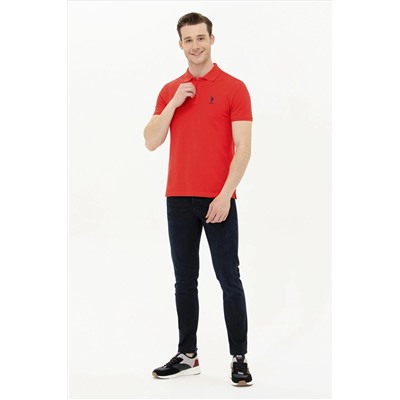 Erkek Kırmızı Basic Polo Yaka Tişört