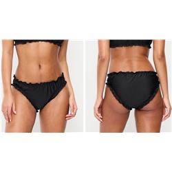 Mid-Rise Ruffle Trim Swim Bottoms