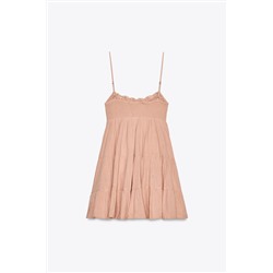 SHORT GAUZE DRESS WITH LACE