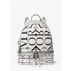 MICHAEL MICHAEL KORS Rhea Medium Newsprint Logo Leather Backpack