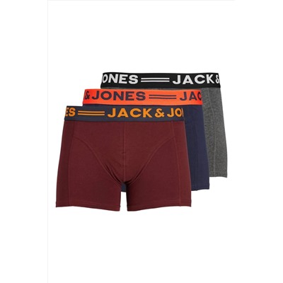Jack & Jones Erkek 3'lü Düz Renk Boxer Paketi - 12113943 - BS