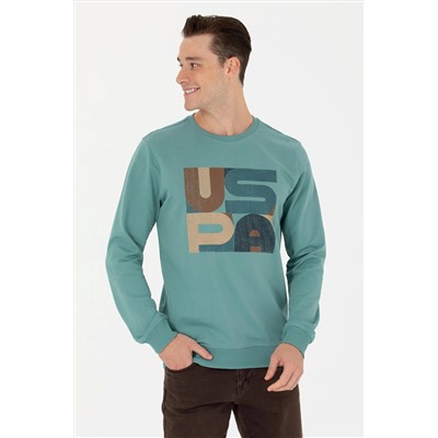 Erkek Mint Bisiklet Yaka Sweatshirt