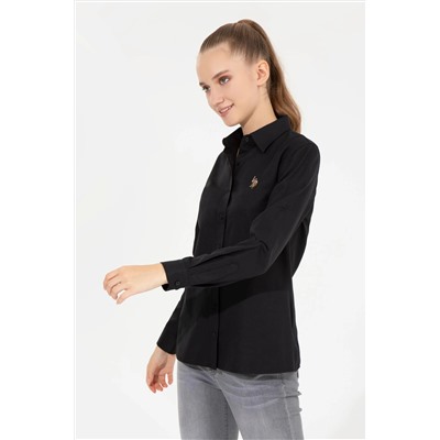 Kadın Siyah Uzun Kollu Basic Gömlek