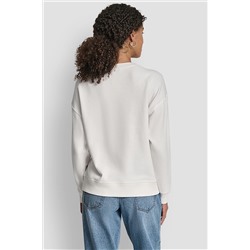 DKNY NEW YORK STACKED MIXED RHINESTONE LOGO SWEATSHIRT