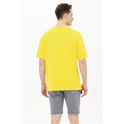 Erkek Koyu Sarı Oversize Bisiklet Yaka Tişört