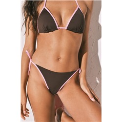 Braga bikini tanga contraste marrón