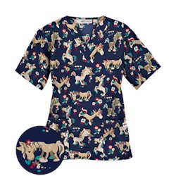 UA Frolic In The Flowers Navy Print Scrub Top