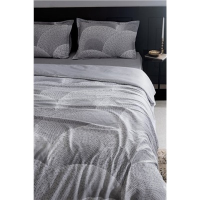 Rochelle King Size %100 Pamuk Baskılı Saten Nevresim Takımı - Gri