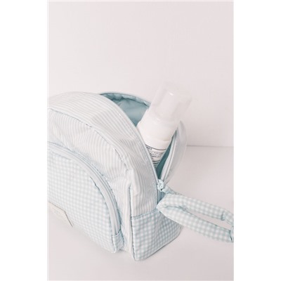 Neceser acolchado cuadros y rayas verde