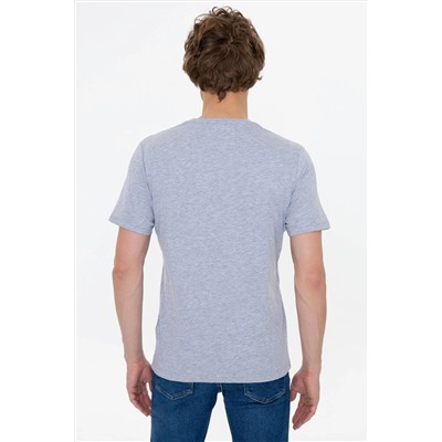 Erkek Gri Melanj Basic V Yaka Tişört