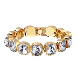 Браслет Триумф (кристаллы SW белые 10мм; покрытие золото) 20см, Есть комплект