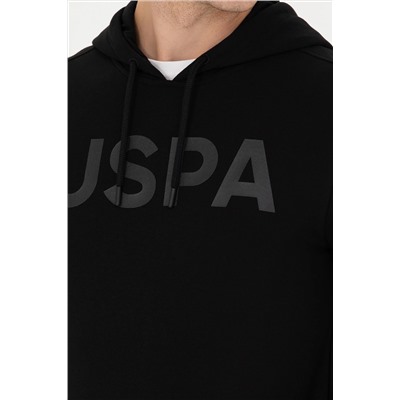 Erkek Siyah Kapüşonlu Basic Sweatshirt