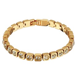 Браслет Теннис (кристаллы SW шампань 4мм; покрытие золото) 17-19см, Есть комплект