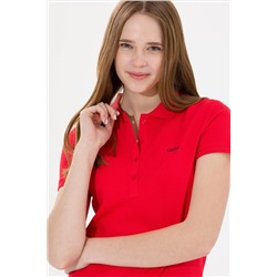 Kadın Kırmızı Basic Polo Yaka Tişört