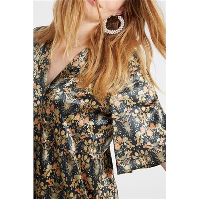 Vestido estampado floral dorado