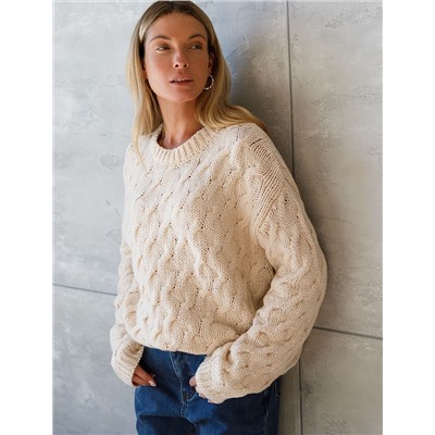 Джемпер крупной вязки из уютной пряжи с ангорой и мохером