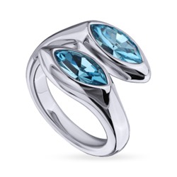 Кольцо Эдем (кристаллы SW аквамарин; покрытие родий), Есть комплект