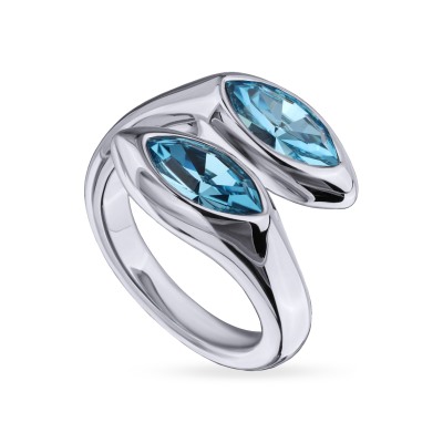 Кольцо Эдем (кристаллы SW аквамарин; покрытие родий), Есть комплект