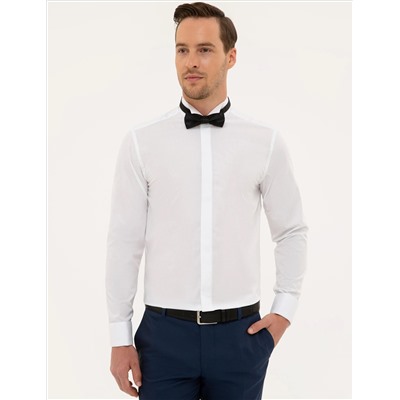 Beyaz Slim Fit Smokin Gömlek