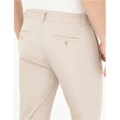 Taş Slim Fit Beli Lastikli İpli Kanvas Pantolon
