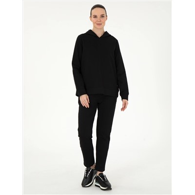 Siyah Oversize Kapüşonlu Sweatshirt