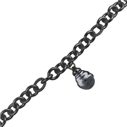 Браслет 18-23см (Майорка 14мм темно-серая; покрытие черный родий), Есть комплект