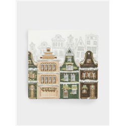 Салфетки бумажные, 21х21 см, 20 шт, квадратные, белые, Дома, Town