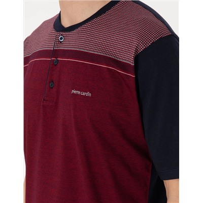 Bordo Kısakol 3'lü Jakarlı Pijama Takımı