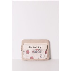 Funda ordenador nylon beige Snoopy