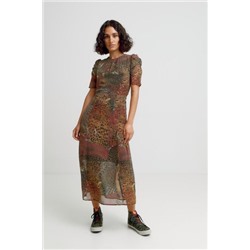Vestido midi manga corta