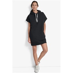 LOGO DRAWSTRING MINI HOODIE DRESS