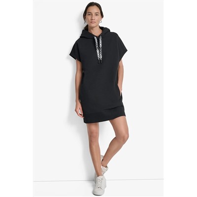 LOGO DRAWSTRING MINI HOODIE DRESS