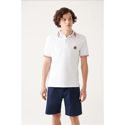 Avva, Erkek Beyaz %100 Pamuk Marine Baskılı Polo Yaka T-shirt A31y1035