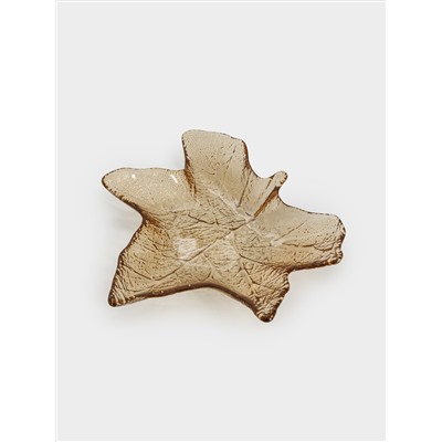 Блюдо, 22х23 см, стекло, янтарное, Кленовый лист, Autumn forest