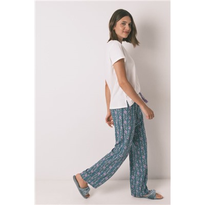 Pantalón largo viscosa print flores